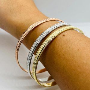 Set Of Bangle, Bangle Bracelets, Tricolor Gold Bracelets